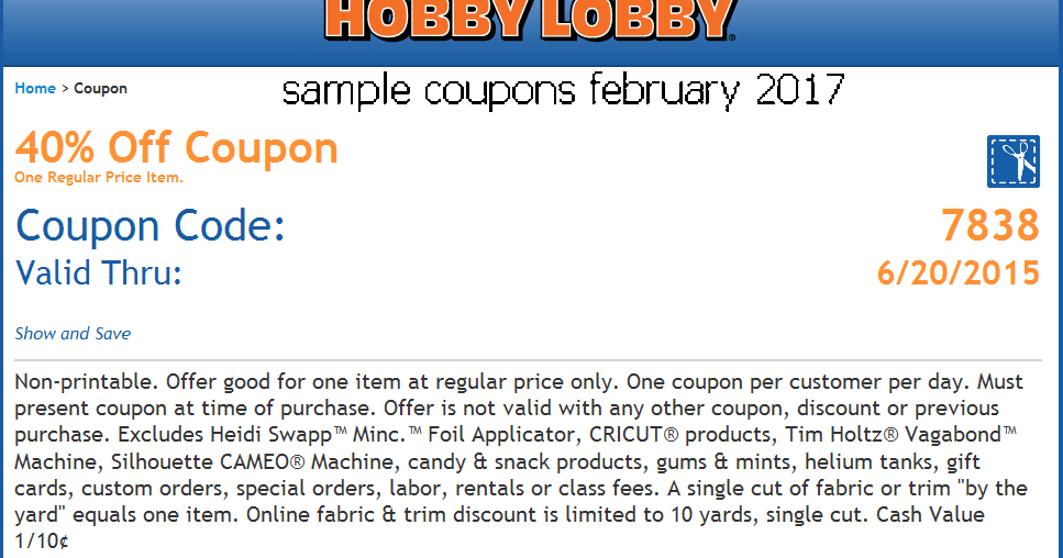 40% Off One Regular-Priced Item | Hobby Lobby Promo Code Ranks & Geography